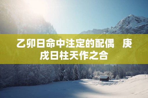 乙卯日命中注定的配偶   庚戌日柱天作之合