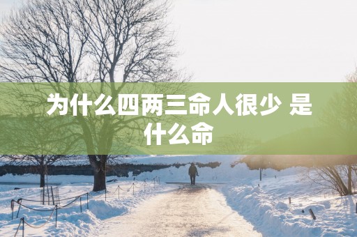 为什么四两三命人很少 是什么命