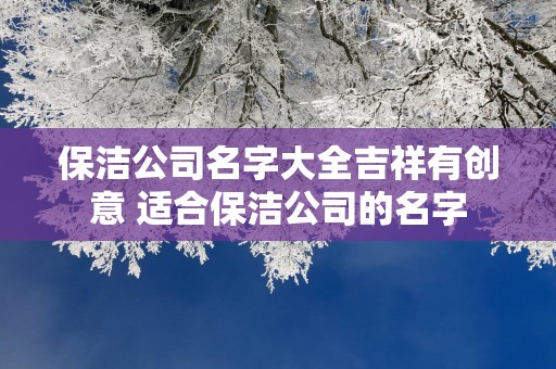 保洁公司名字大全吉祥有创意 适合保洁公司的名字
