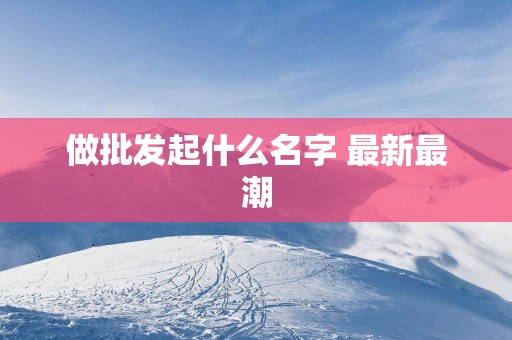 做批发起什么名字 最新最潮
