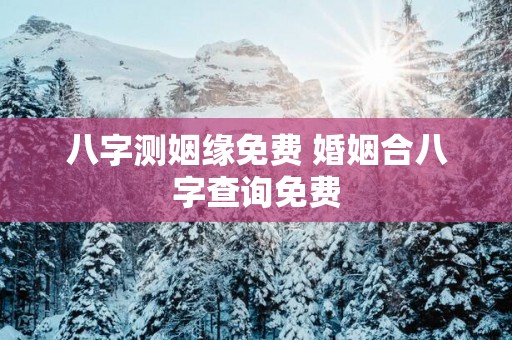 八字测姻缘免费 婚姻合八字查询免费