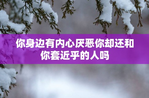 你身边有内心厌恶你却还和你套近乎的人吗