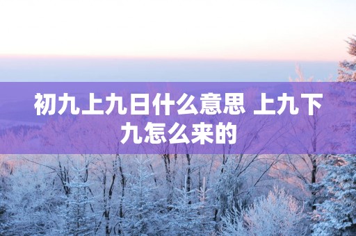 初九上九日什么意思 上九下九怎么来的