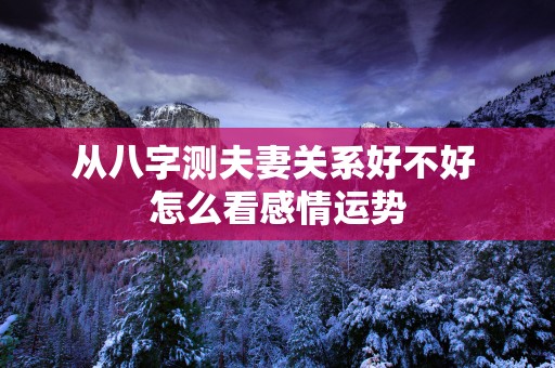 从八字测夫妻关系好不好 怎么看感情运势
