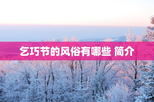 乞巧节的风俗有哪些 简介