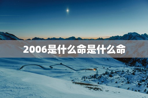 2006是什么命是什么命