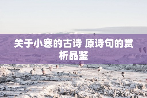 关于小寒的古诗 原诗句的赏析品鉴