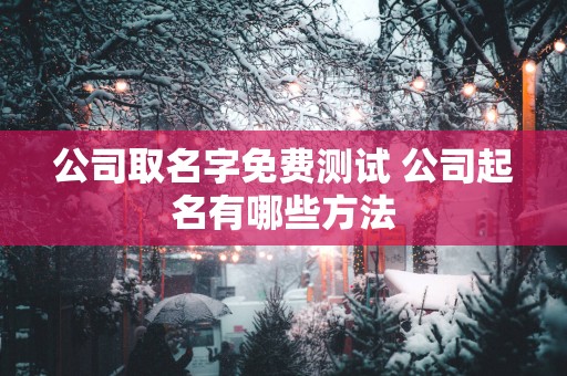 公司取名字免费测试 公司起名有哪些方法