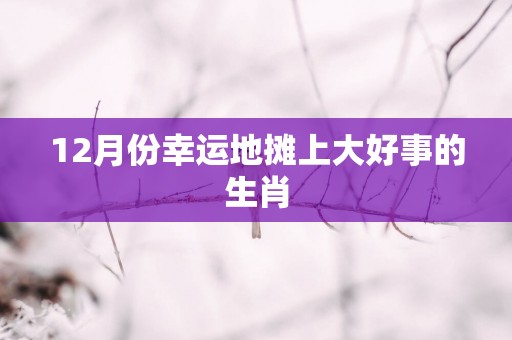 12月份幸运地摊上大好事的生肖