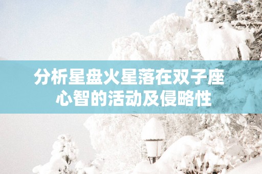 分析星盘火星落在双子座  心智的活动及侵略性