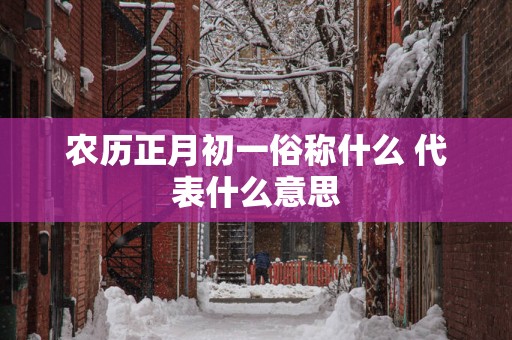 农历正月初一俗称什么 代表什么意思