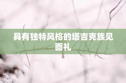 具有独特风格的塔吉克族见面礼