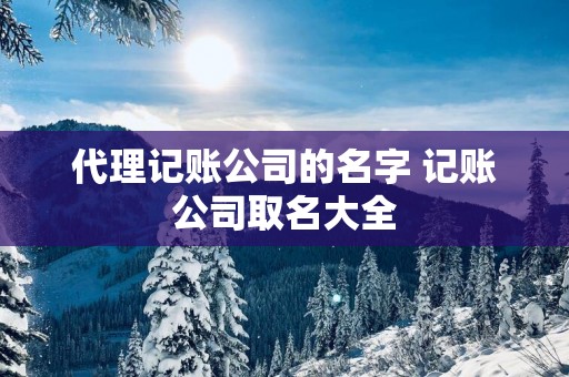 代理记账公司的名字 记账公司取名大全