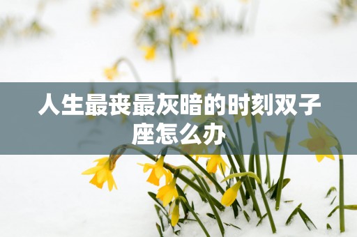 人生最丧最灰暗的时刻双子座怎么办