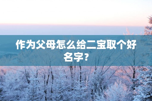 作为父母怎么给二宝取个好名字？