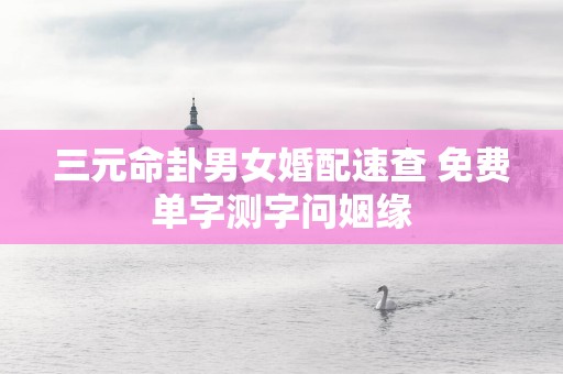 三元命卦男女婚配速查 免费单字测字问姻缘