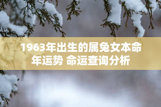 1963年出生的属兔女本命年运势 命运查询分析