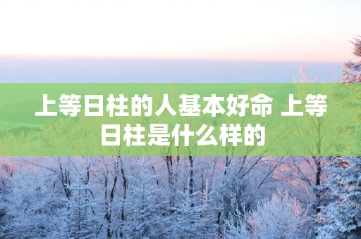 上等日柱的人基本好命 上等日柱是什么样的