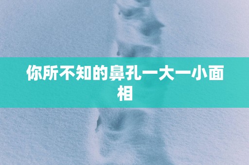 你所不知的鼻孔一大一小面相