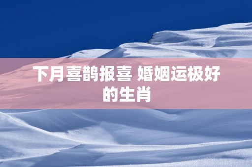 下月喜鹊报喜 婚姻运极好的生肖