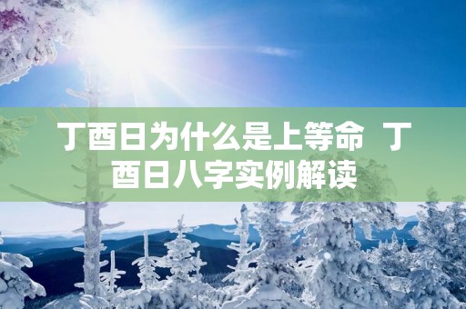 丁酉日为什么是上等命  丁酉日八字实例解读