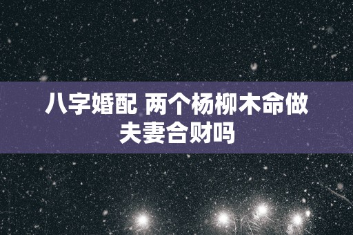 八字婚配 两个杨柳木命做夫妻合财吗