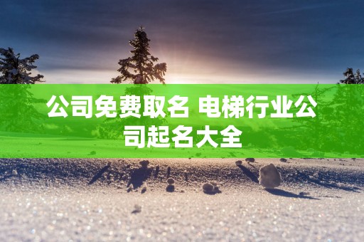 公司免费取名 电梯行业公司起名大全