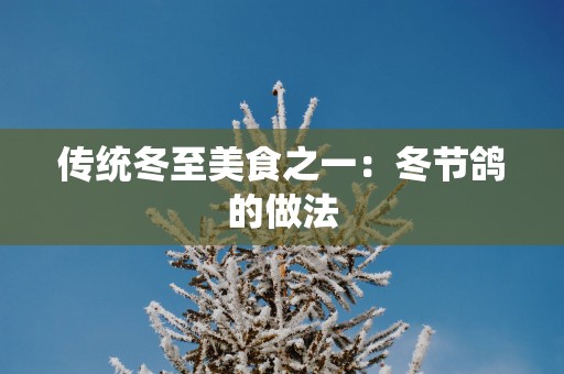 传统冬至美食之一：冬节鸽的做法