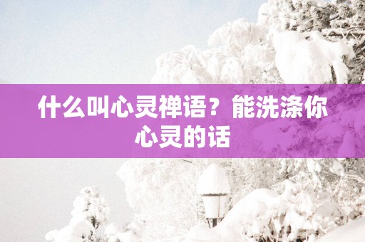 什么叫心灵禅语？能洗涤你心灵的话