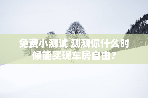 免费小测试 测测你什么时候能实现车房自由？