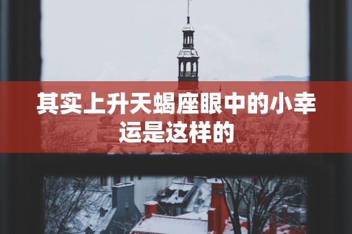 其实上升天蝎座眼中的小幸运是这样的