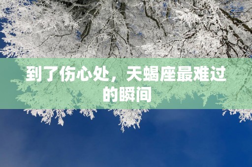 到了伤心处，天蝎座最难过的瞬间