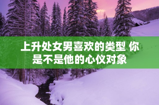 上升处女男喜欢的类型 你是不是他的心仪对象