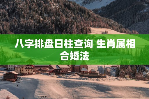 八字排盘日柱查询 生肖属相合婚法