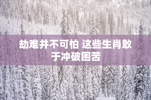 劫难并不可怕 这些生肖敢于冲破困苦