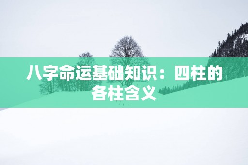 八字命运基础知识：四柱的各柱含义