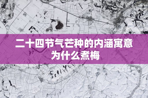 二十四节气芒种的内涵寓意 为什么煮梅