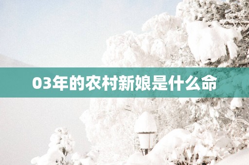 03年的农村新娘是什么命