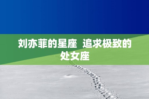 刘亦菲的星座  追求极致的处女座