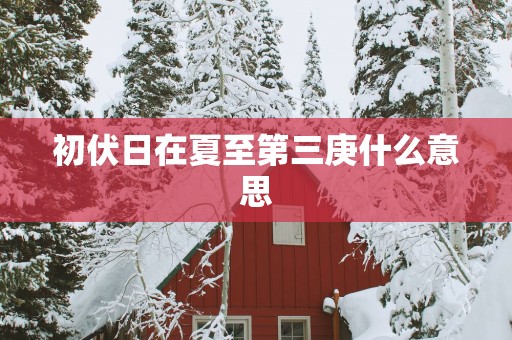 初伏日在夏至第三庚什么意思