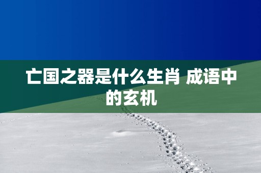 亡国之器是什么生肖 成语中的玄机