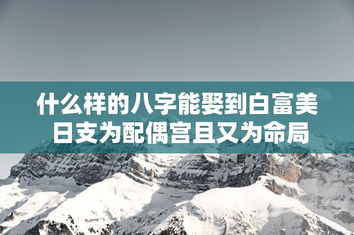 什么样的八字能娶到白富美 日支为配偶宫且又为命局用神