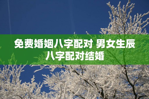免费婚姻八字配对 男女生辰八字配对结婚
