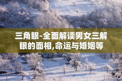 三角眼-全面解读男女三解眼的面相,命运与婚姻等