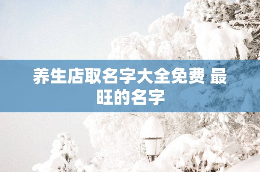 养生店取名字大全免费 最旺的名字