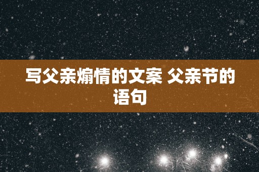 写父亲煽情的文案 父亲节的语句