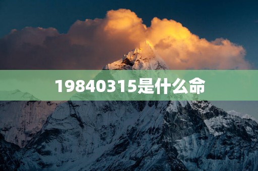 19840315是什么命