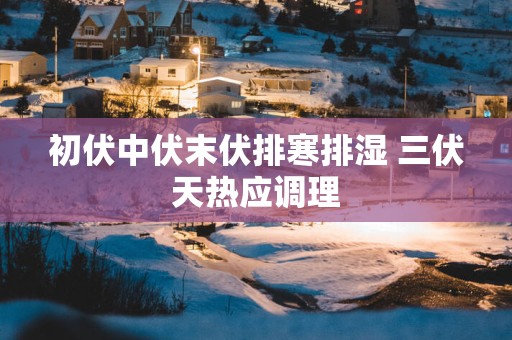 初伏中伏末伏排寒排湿 三伏天热应调理