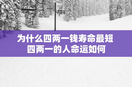 为什么四两一钱寿命最短 四两一的人命运如何