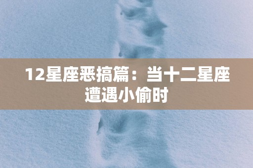 12星座恶搞篇：当十二星座遭遇小偷时